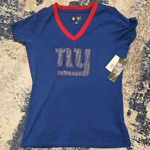 NWT NFL Women's NY GIANTS V-Neck Team Football T-shirt